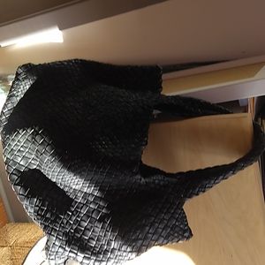 Genuine leather black Falorni Italy F1245 handbag.